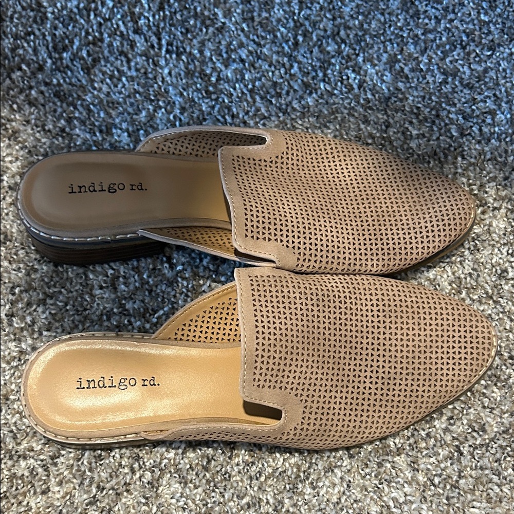 Indigo Women's Brown Perforated Mules